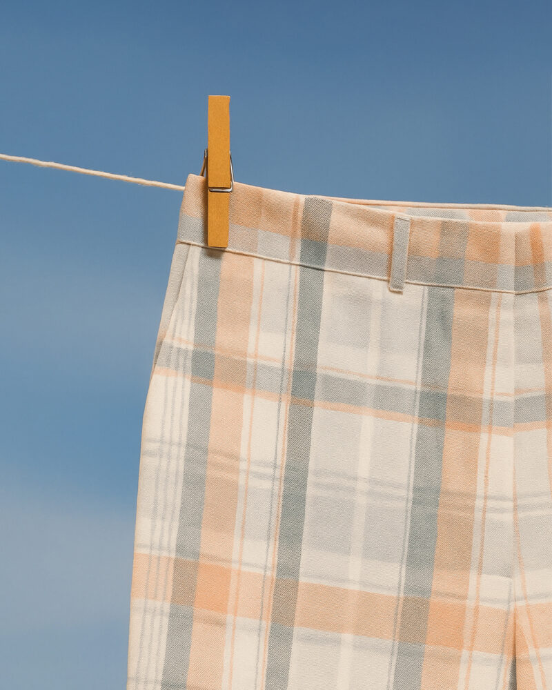 Mysa Checks – Cotton Lycra Grey Orange White Checkered Pants for Women - Image 2