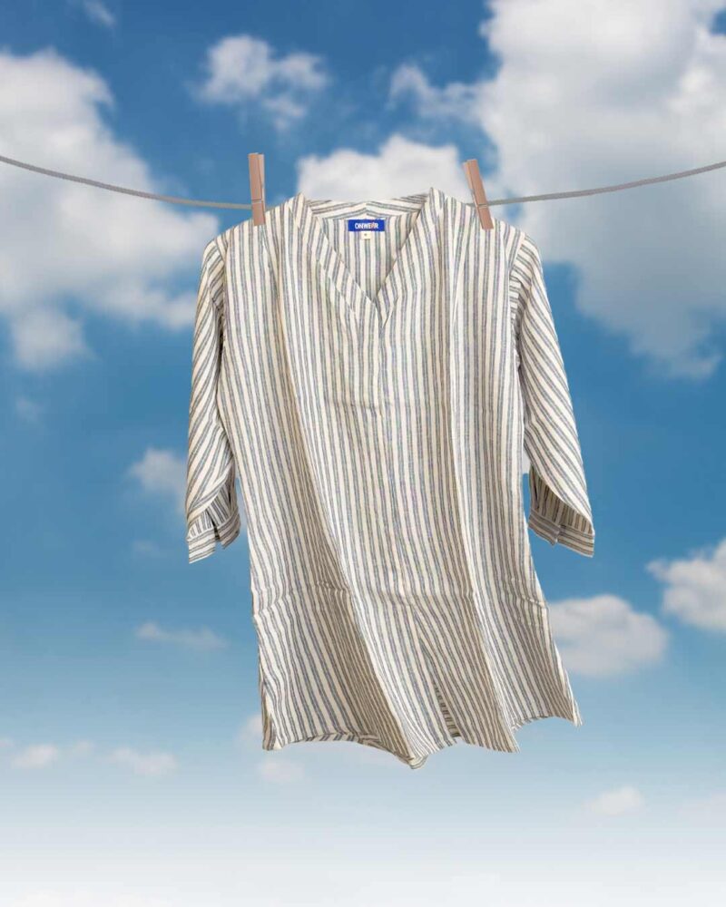 MiraLine – Cotton Flex Grey and White Stripes Co-Ord Set for Women
