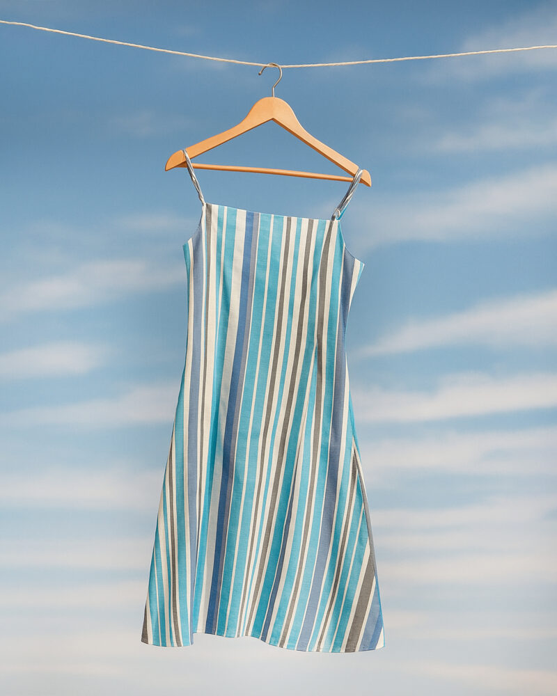Nivlyn – Blue & White Twisted Strap Maxi Dress for Women