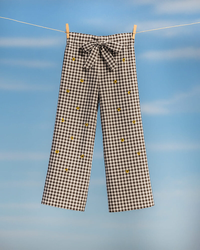 ChessaBloom – Black & White Checks with Yellow Flower Co-Ord Set for Women - Image 2