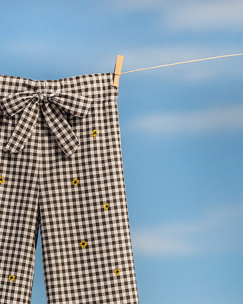 ChessaBloom – Black & White Checks with Yellow Flower Co-Ord Set for Women - Image 3