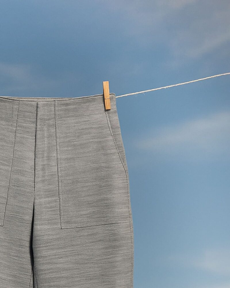Grey Drift – Slub Cotton Grey Pants for Women - Image 2