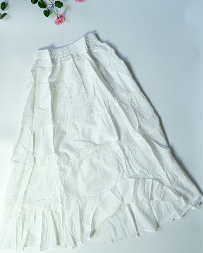 Anvika Netted White Layered Color Skirts – Women’s Skirt