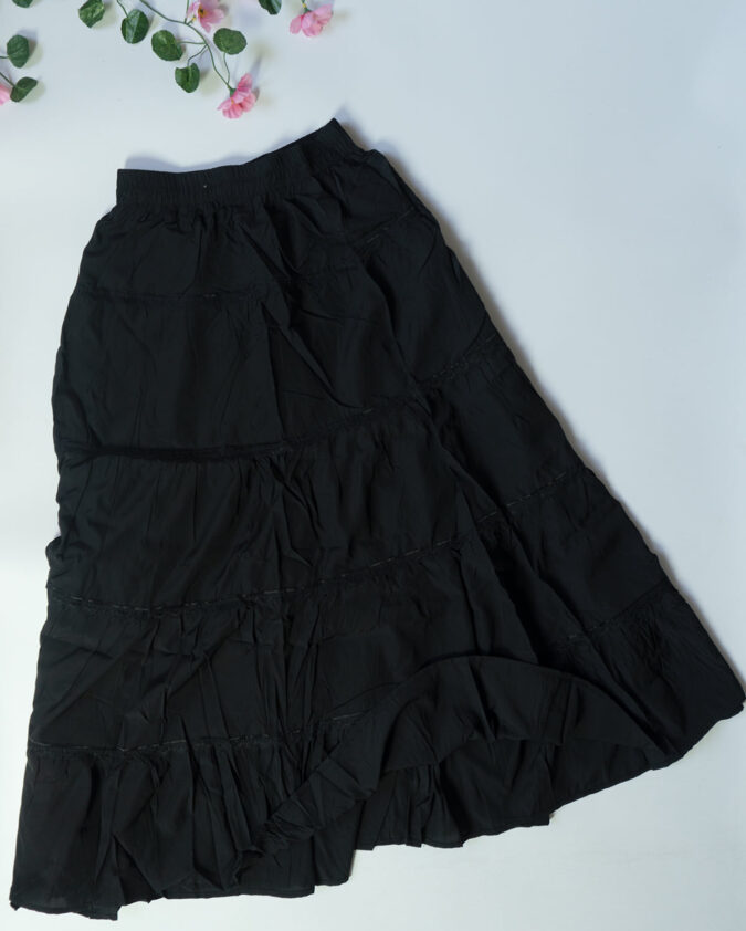 Kanira – Black Layered Skirt for Women