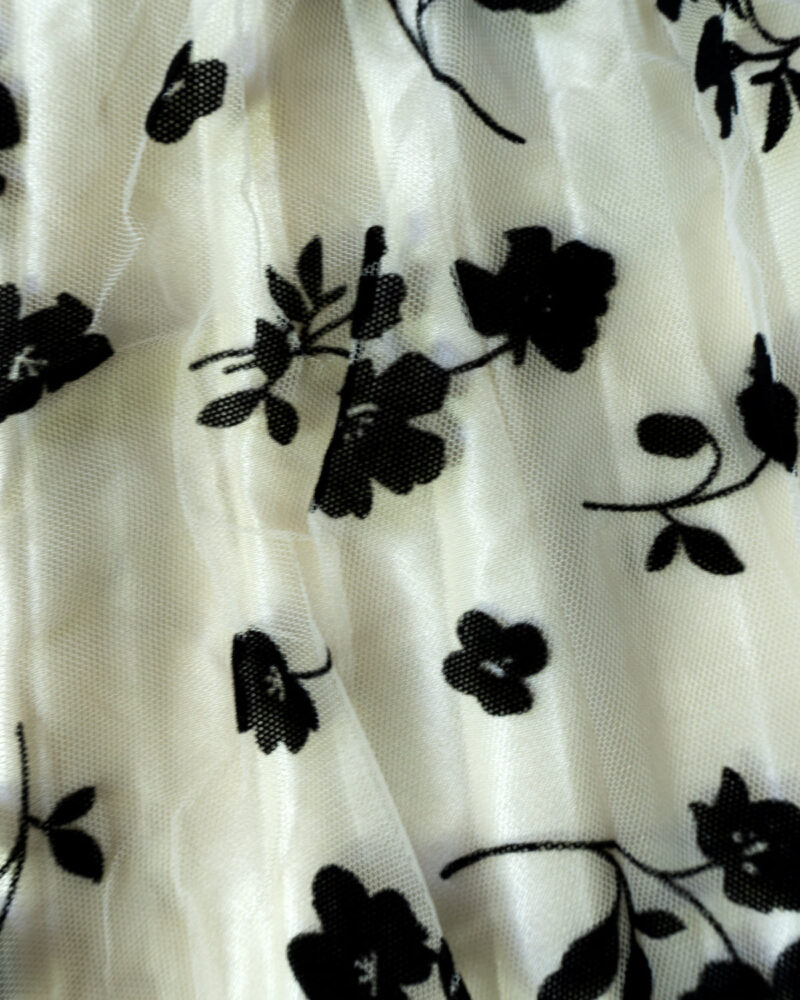 Ravya Netted White with Black Floral Skirts – Women’s Skirt - Image 3