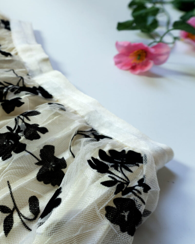 Ravya Netted White with Black Floral Skirts – Women’s Skirt - Image 2