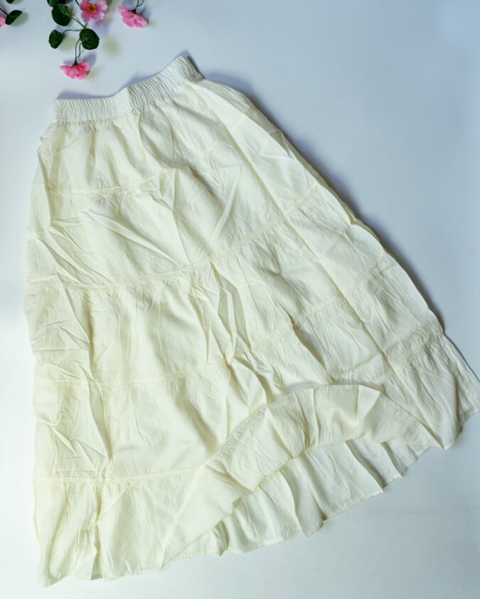 Charvi Netted Beige Layered Skirts – Women’s Skirt