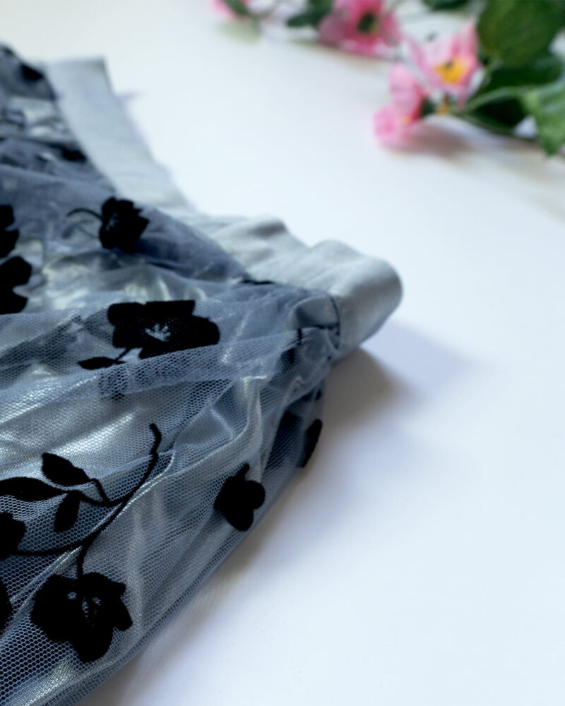 Lavika – Netted Blue with Black Floral Skirt for Women - Image 2