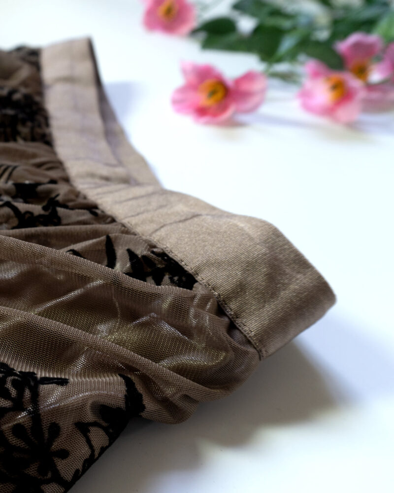 Tarini – Netted Brown with Big Black Floral Skirt for Women - Image 3