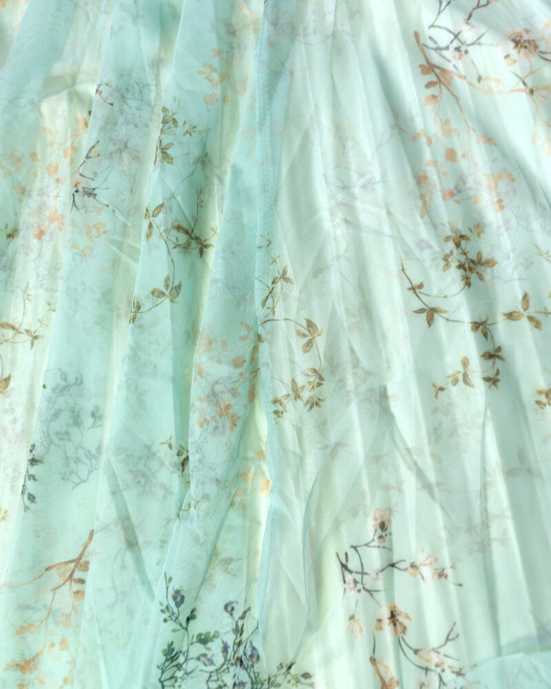 Charvi Netted Green with Floral Skirts – Women’s Skirt - Image 3