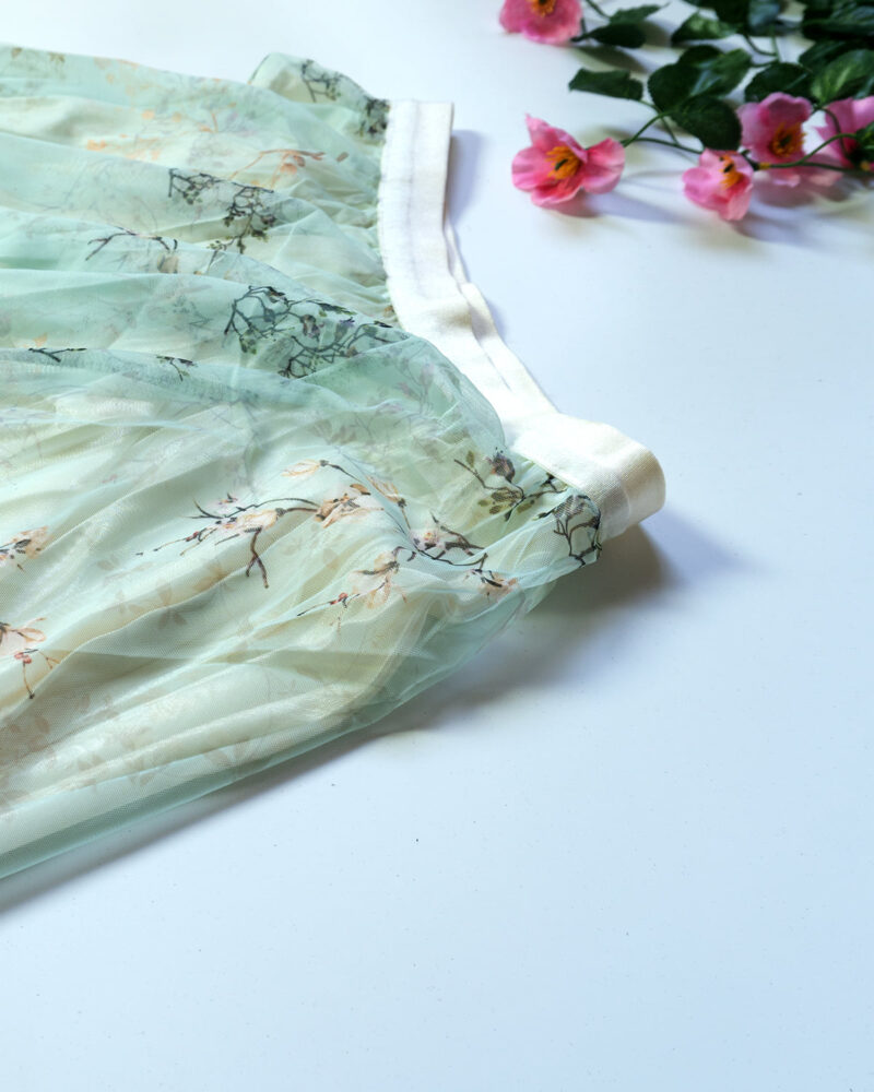 Charvi Netted Green with Floral Skirts – Women’s Skirt - Image 2