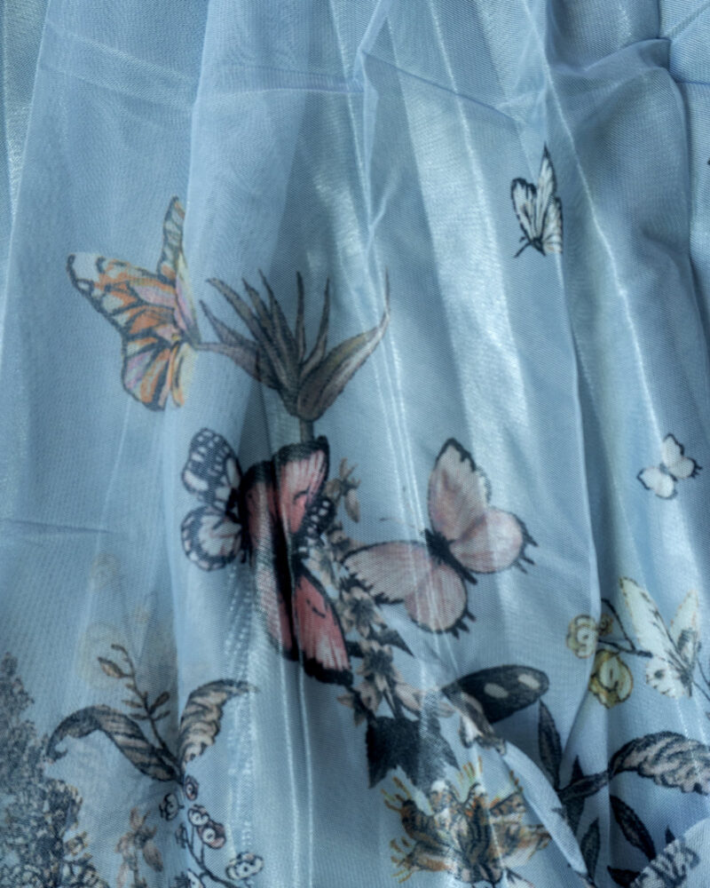 Lavika – Netted Blue with Multicolor floral Skirt - Image 3