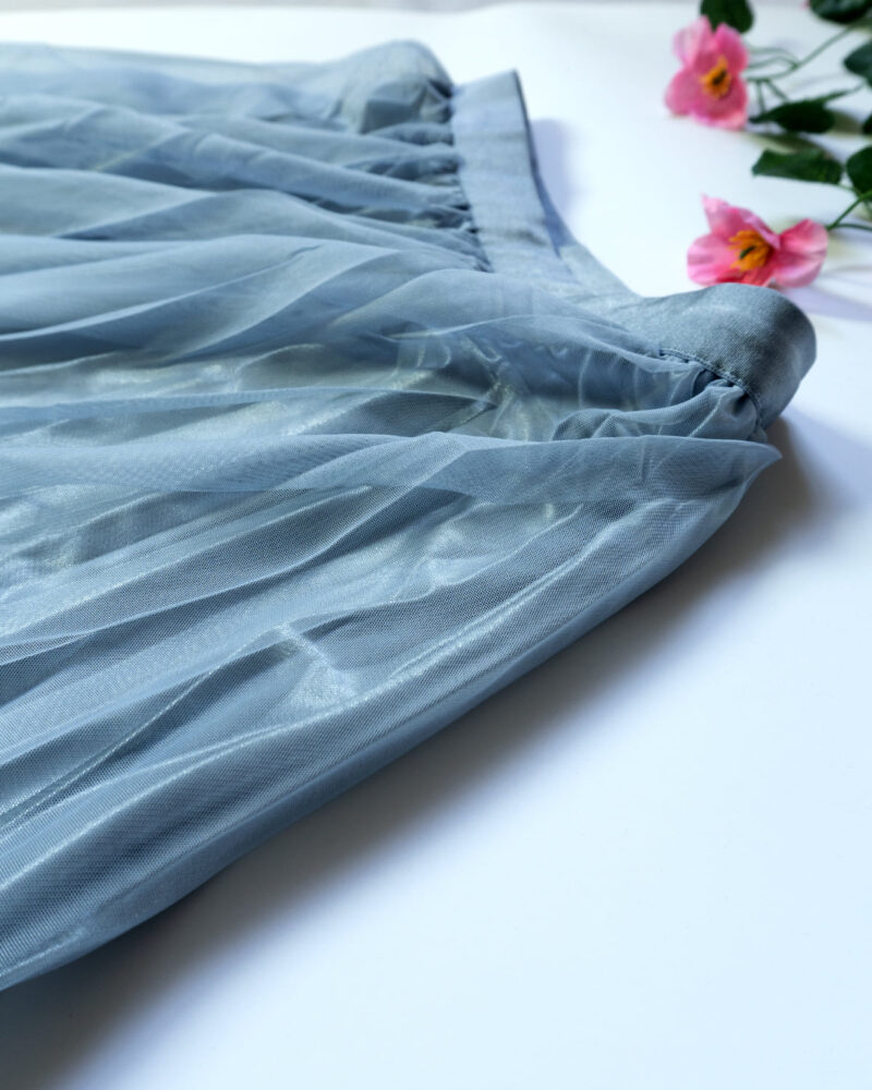 Lavika – Netted Blue with Multicolor floral Skirt - Image 2