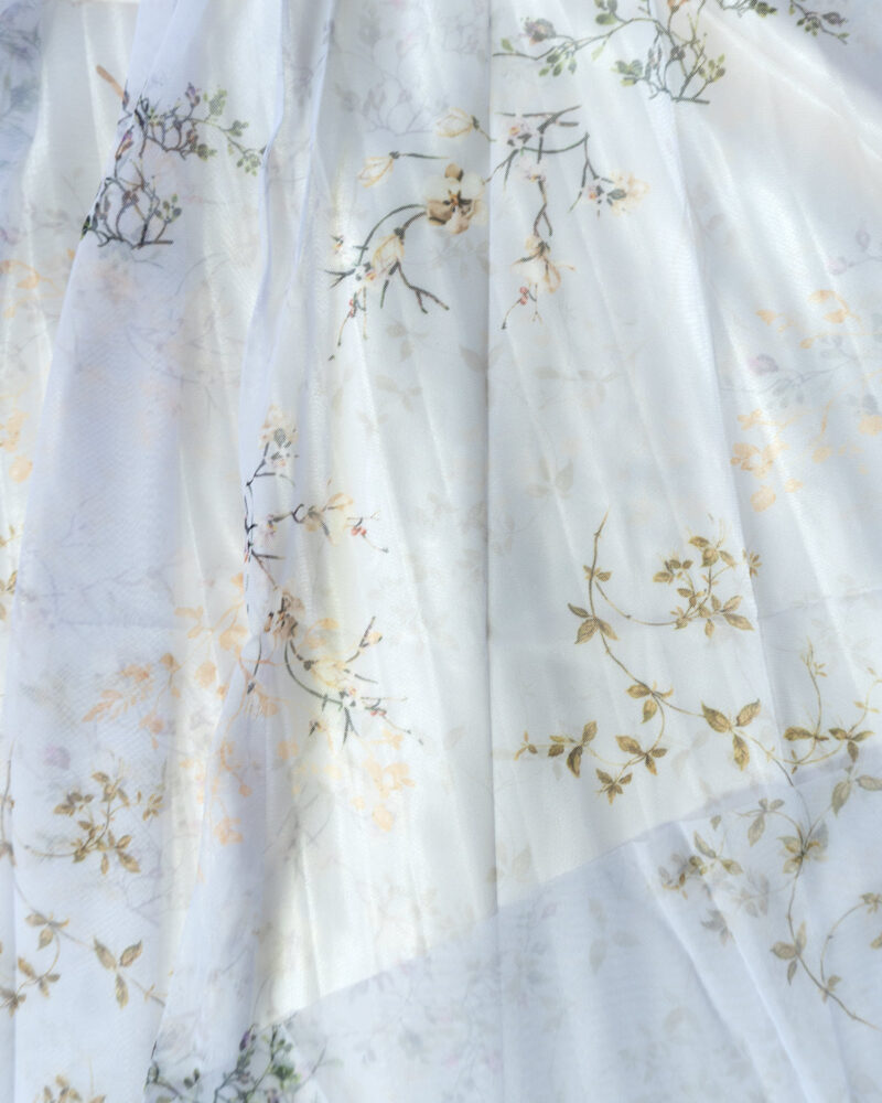 Ravya Netted White with Golden Floral Skirts – Women’s Skirt - Image 3