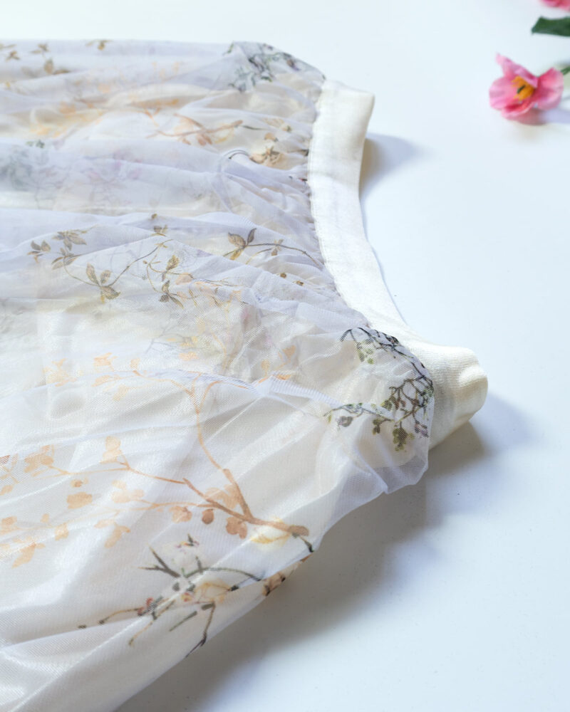 Ravya Netted White with Golden Floral Skirts – Women’s Skirt - Image 2