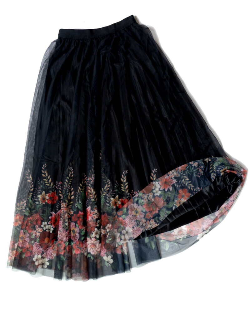 Anvika Netted Black with Multicolor Floral Skirts – Women’s Skirt