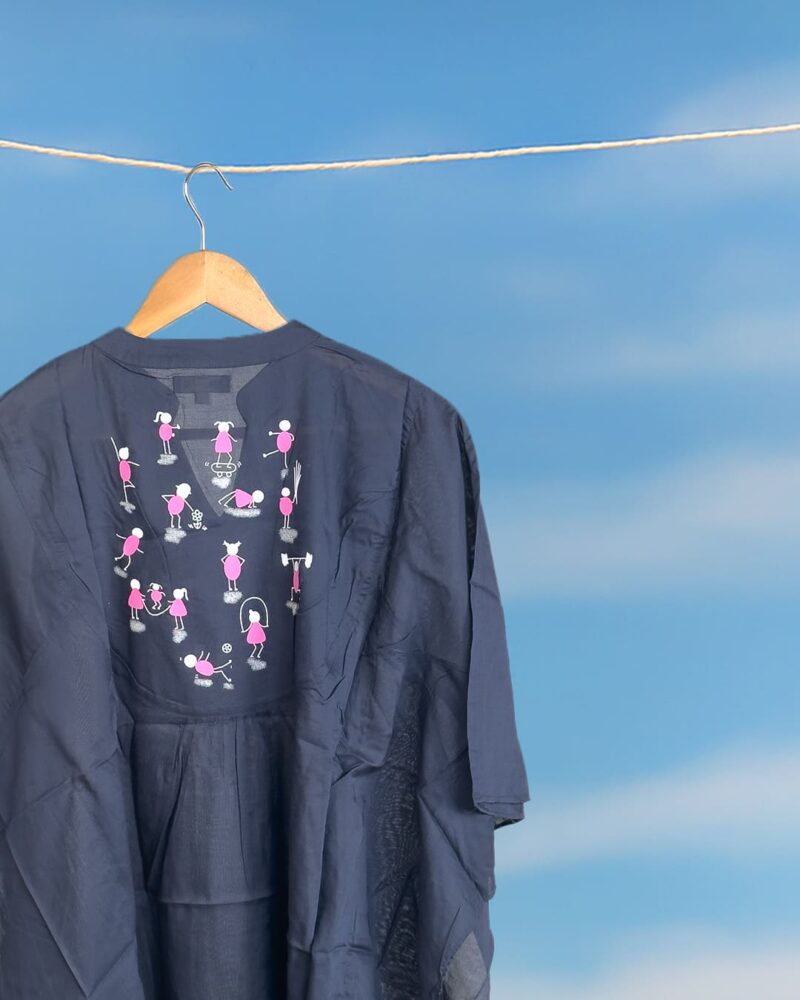 Nysa Cotton Satin Navy Blue for Women - Image 4