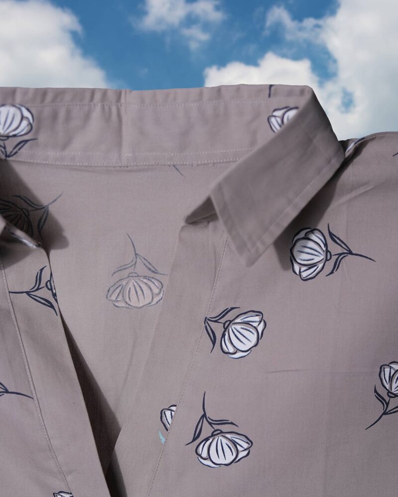 Lavika Indo-Western Dark Beige Shirt with Floral Print for Women - Image 2