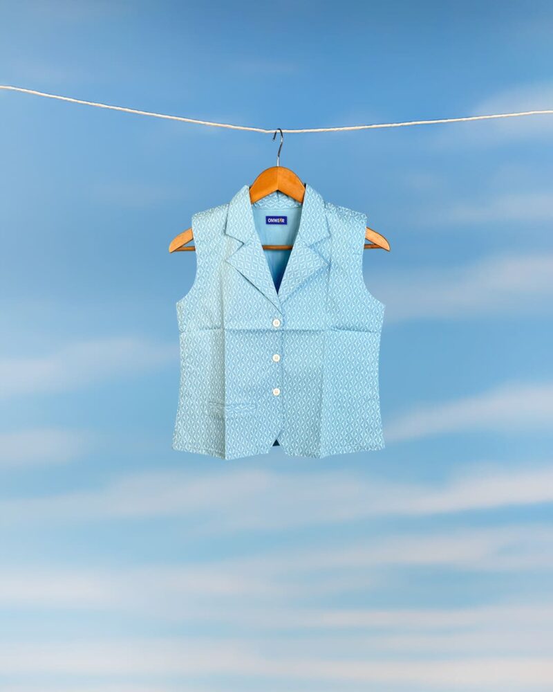 Eira Tank Top Blue White Diamond Pattern for Women