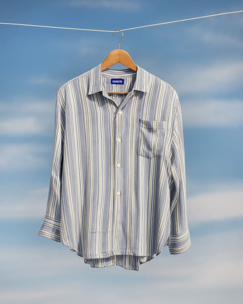 Twiste High-Twist Blue & Grey Striped Indo-Western Shirt for Women