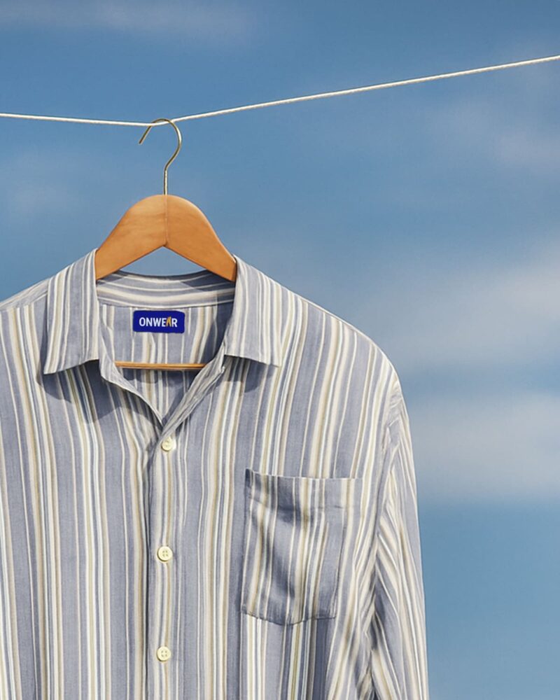 Twiste High-Twist Blue & Grey Striped Indo-Western Shirt for Women - Image 2
