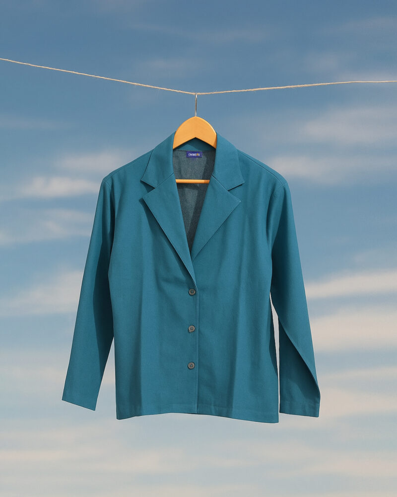 Peacock blue-Recycled Cotton Blazer set for Women