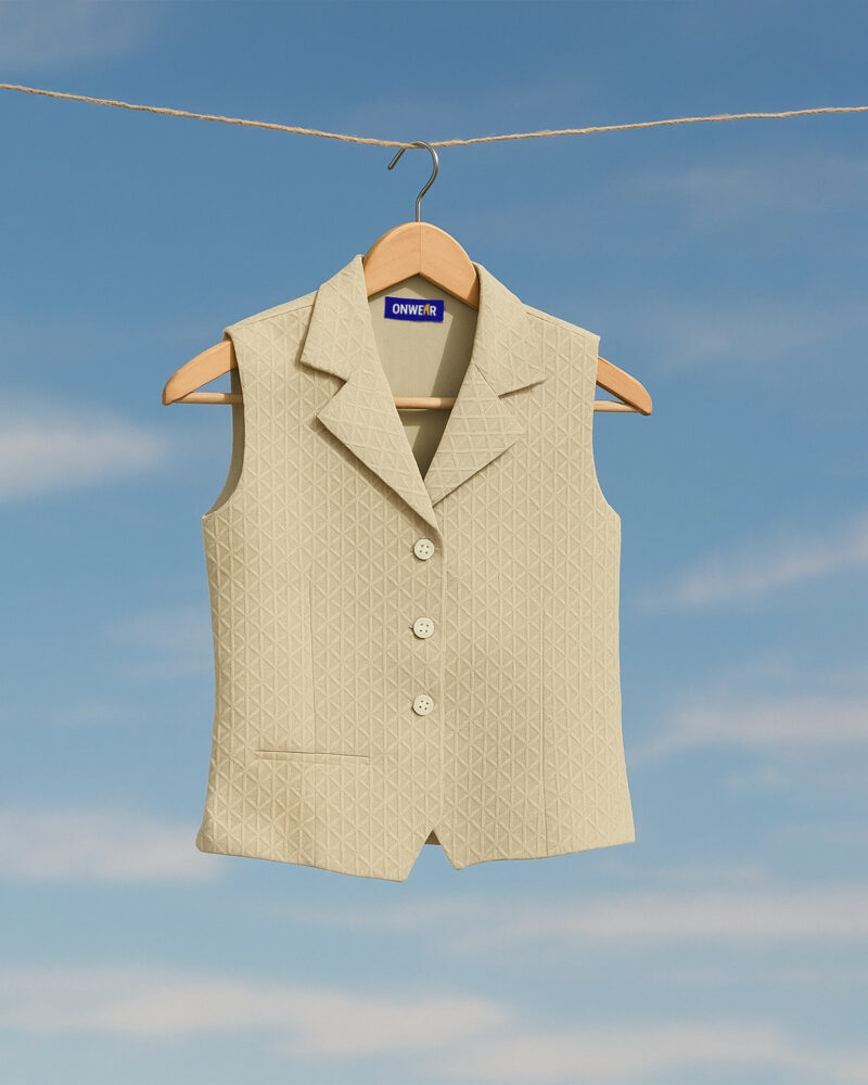 Eira Tank Top Creme White Diamond Pattern for Women