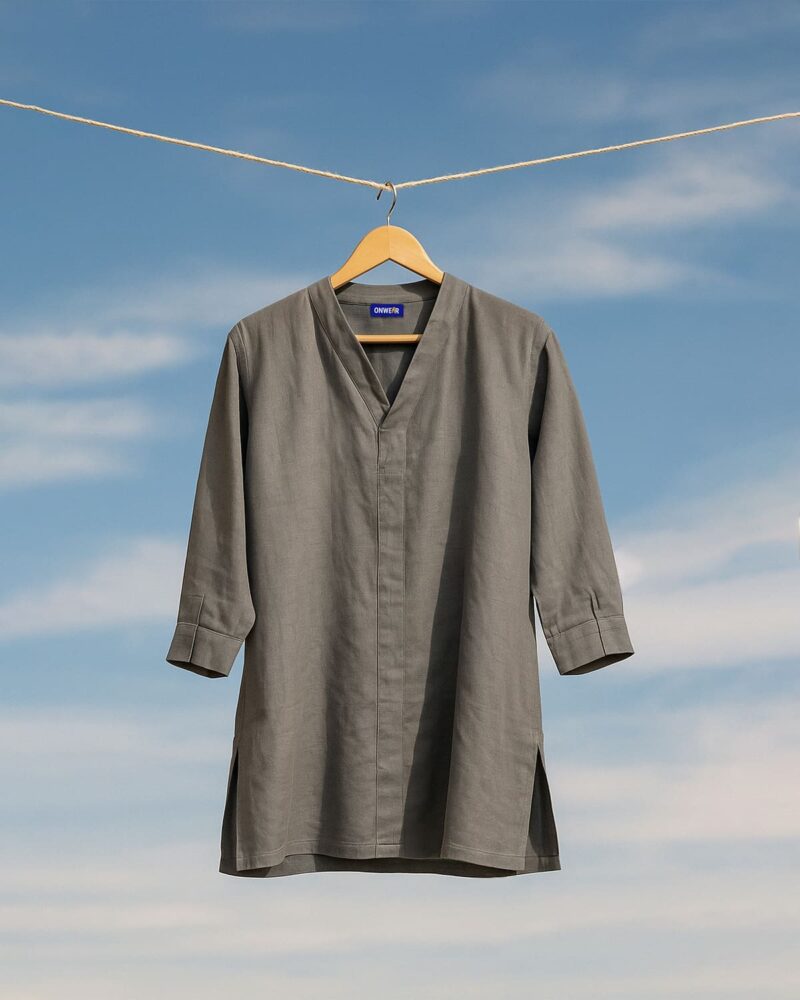 ElouraGrey Linen Grey Co-Ord for Women - Image 2